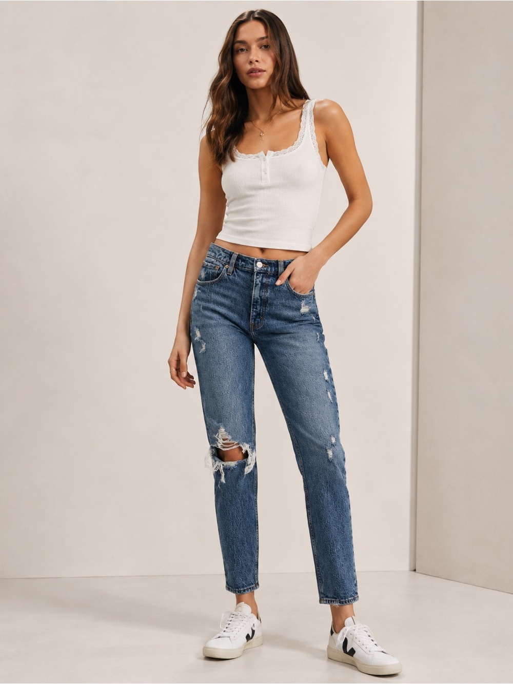 ABERCROMBIE & FITCH The Skinny High Rise Distressed Medium Wash Jeans Size 27